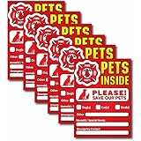 Vinyl Friend Pet Alert Static Cling Decals - FIRE Safety Alert and Rescue (6 Pack) - Save Your Pets encase of Emergency or Da