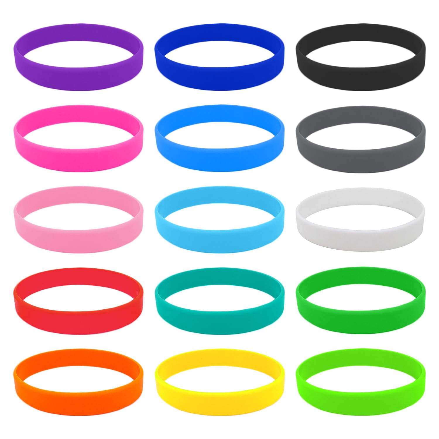 SYEYCW 15 Pcs Silicone Wristbands, Personalised Wristbands, Silicone Elastic Wristbands, Colorful Anti-Static Wristband, for Sports Teams, Games, Party Favors, Events, Cup Markers, 15 Colours