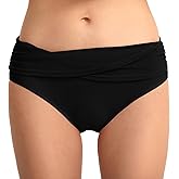 Vogueric Women's Swimsuit Bikini Bottoms Full Coverage Ruched Bathing Suit Bottom