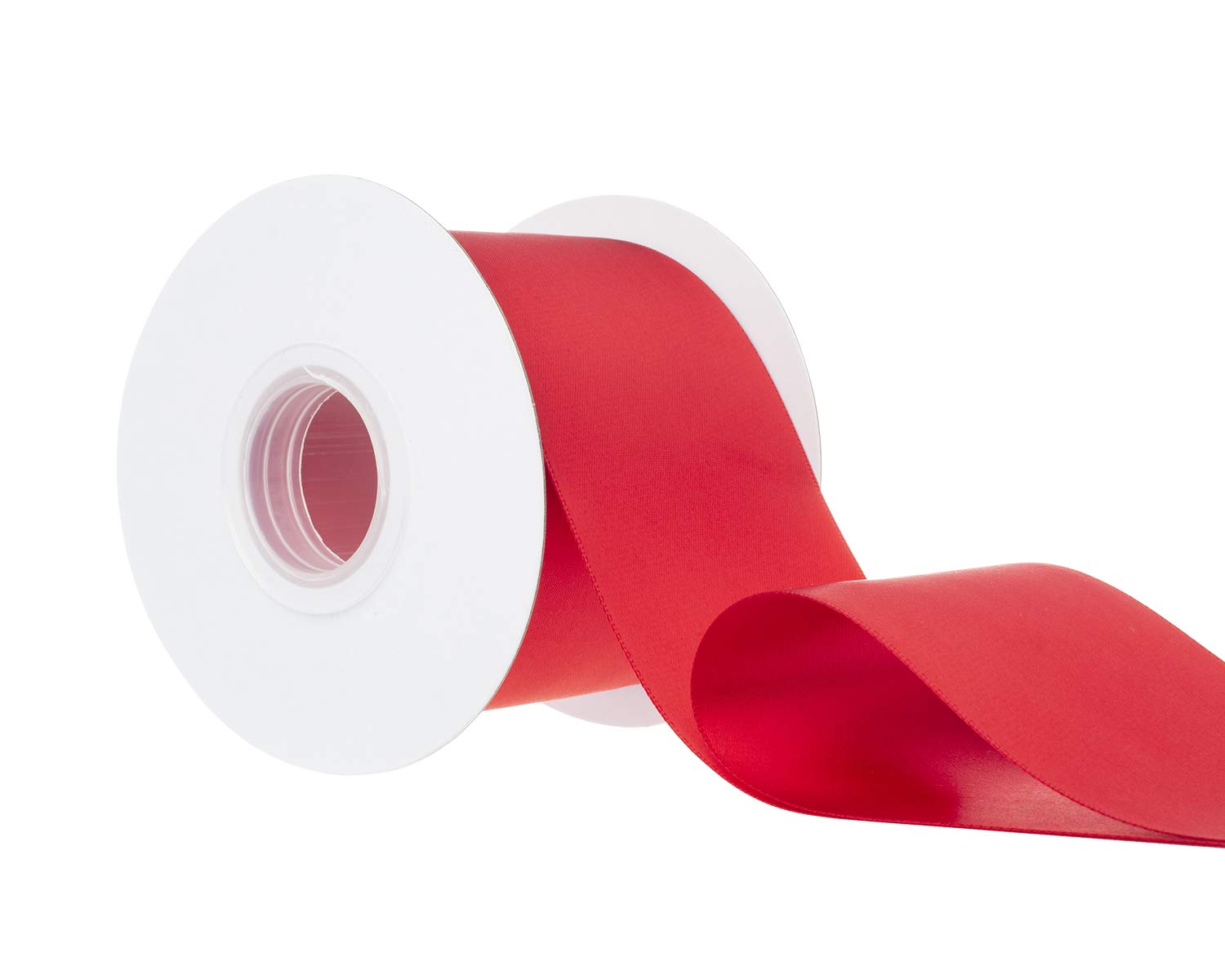 Ribbonitlux 75mm Wide Double Sided Satin Ribbon 22 Meters (250-Red, Set for Gift Wrapping, Party Decor, Sewing Applications, Wedding and Craft