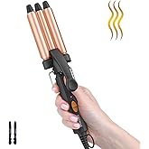 ORYNNE Crimper Hair Tool for Short Hair, 1/2 Inch Mini Crimper for Tight Beach Waves, Mini 3 Barrel Curling Iron with Argan Oil Infused, Beach Waves Curling Iron, Easy to Use