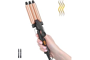 ORYNNE Small Hair Crimper, 1/2 Inch Beach Waves Curling Iron, Mini Hair Waver for Short & Long Hair, Argan Oil Infused 3 Barrel Curling Iron, Fast Heat Up Crimps Hair Iron, Light Weight & Easy to Use