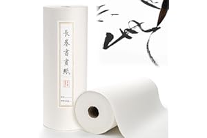 Eorbow Chinese Calligraphy Xuan Paper, 14In x 328Ft Thicken Roll Pack Rice Paper, Sumi Paper for Chinese Japanese Calligraphy Brush Ink Writing and Painting, 35cm x 100m