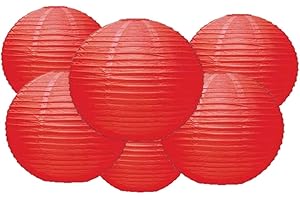 MATISSA 4"6"8"10"12"14"16"18 Round Paper Lanterns Lamp Wedding Birthday Party Decoration Pack Of 6 (Red, 14"/35CM)