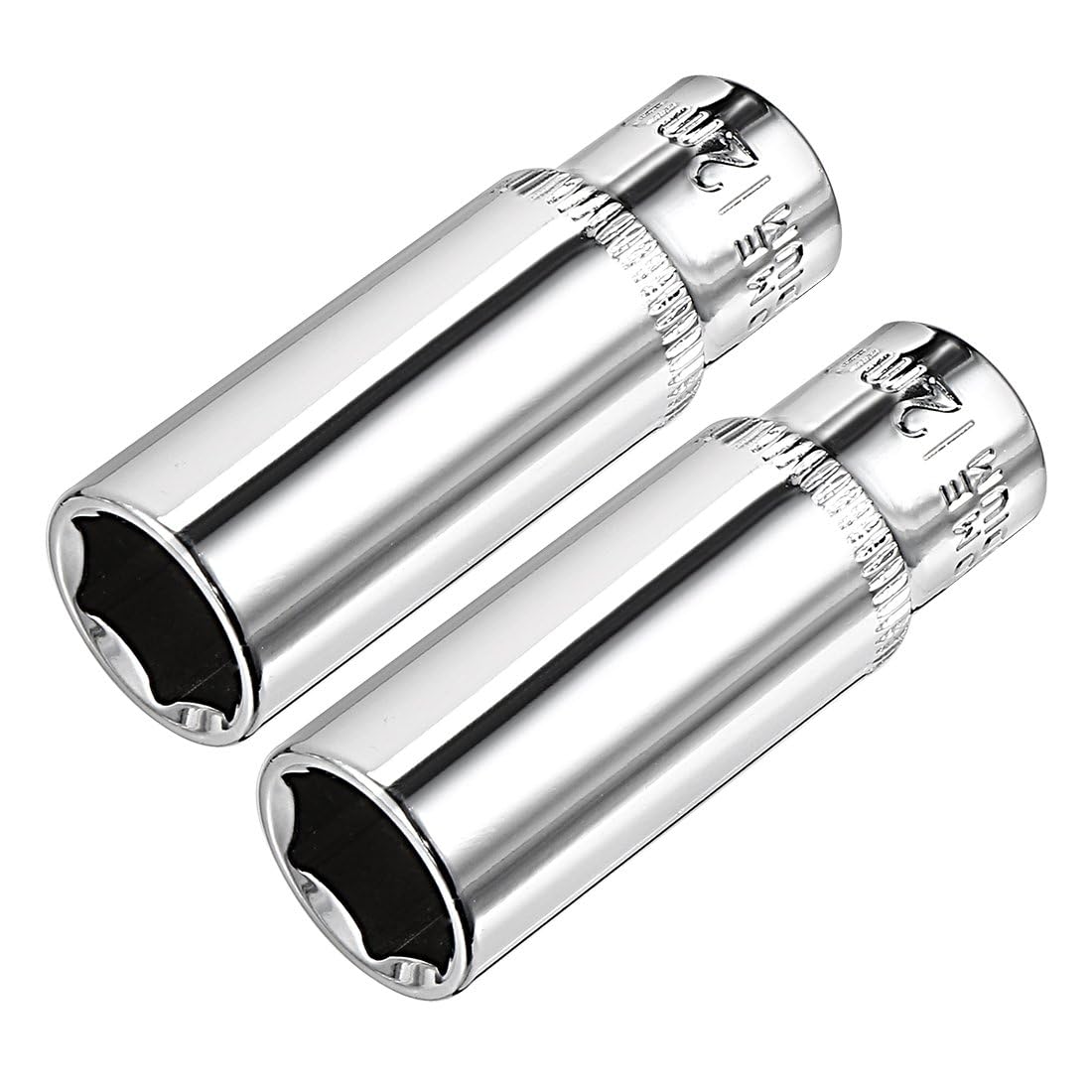 TOP-VIGOR 2Pcs 1/4 Inch Drive 12mm 6-Point Deep Socket, Metric, Cr-V Drive Socket for Auto Repairing and Household
