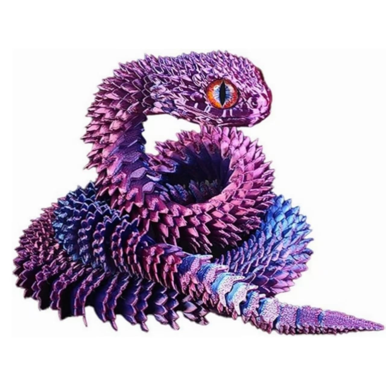 3d Snake Toys, Fidget Toy, 3-d Printed Snakes Collectable Printed Animals, Full Body Articulation, for Home and Office Decoration and Autism/ADHD Population (30cm/12in,Purple Black)