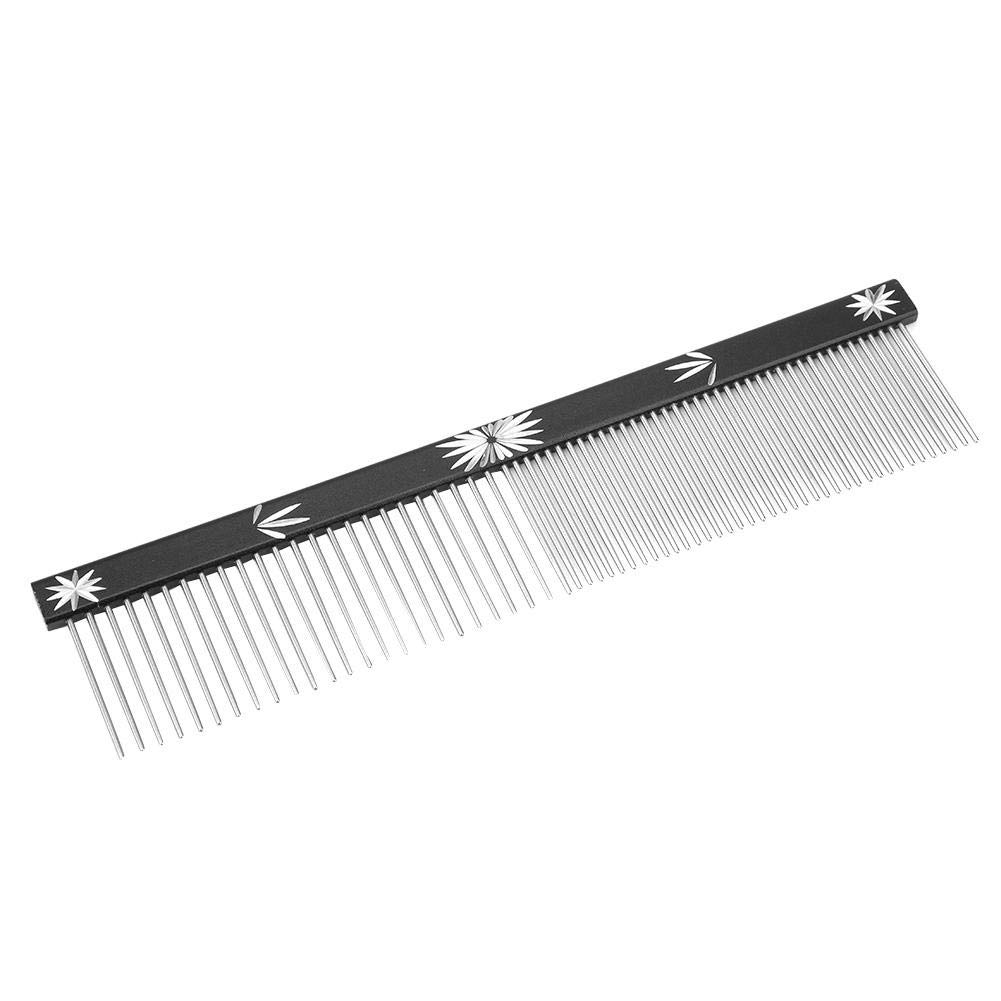 Pet Comb, 3 Colors Pet Stainless Steel Dog Cat Hair Comb Anti-Static Hair Shedding Comb Pet Grooming Comb Brush with Different Spaced Rounded Teeth(Black)