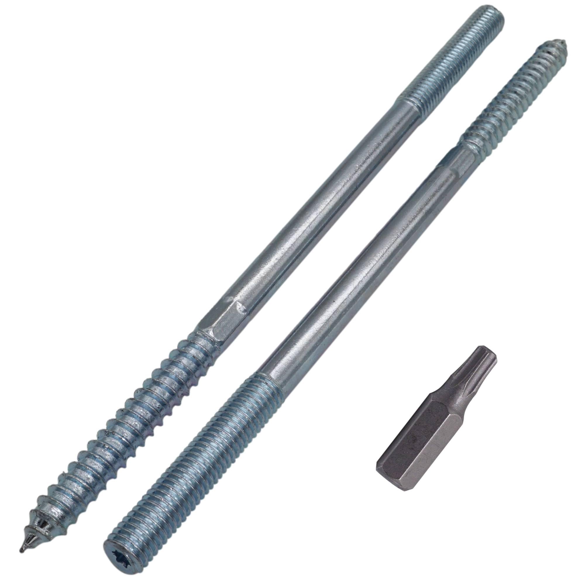 SKIR'CO (4 pcs) Hanger Bolts M10 x 200 mm, Double Ended Thread Dowel Screws, Double Headed Bolts