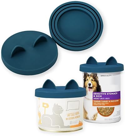 OHMO Universal Pet Can Lids 2-Pack Silicone Covers Dark Blue BPA Free