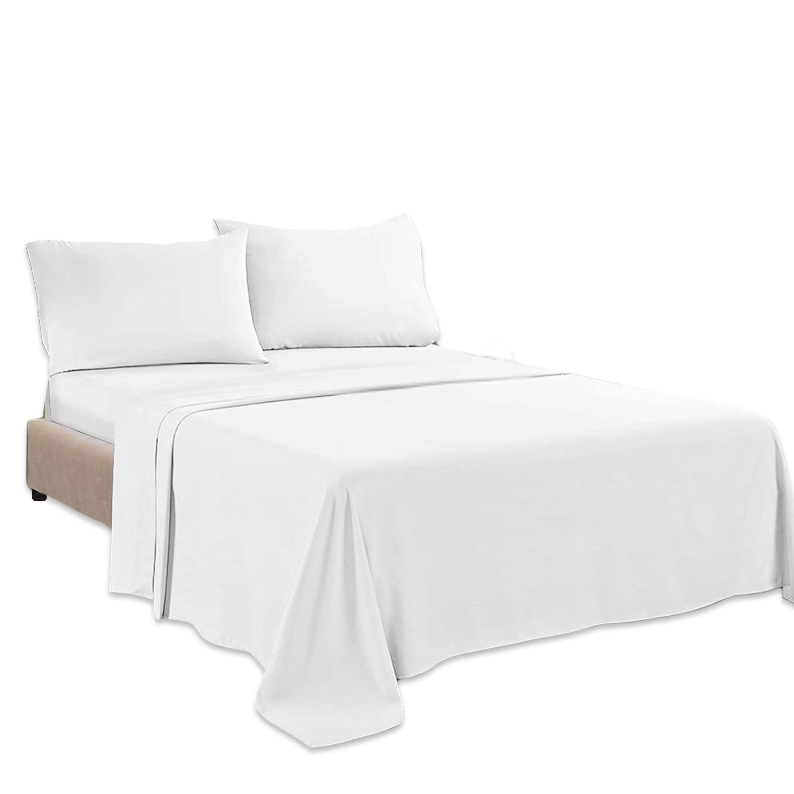 Brit Cotton 200TC Flat Bed Sheet, Rich Cotton, Breathable, Durable, Smooth, Comfortable & Soft Easy care Flat Bed Sheets (White, King)