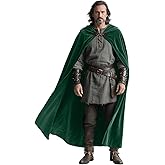 L'VOW Medieval Hooded Cloak Renaissance Velvet Cape Vintage Capelet for Halloween Sorcerer Wizard Cosplay