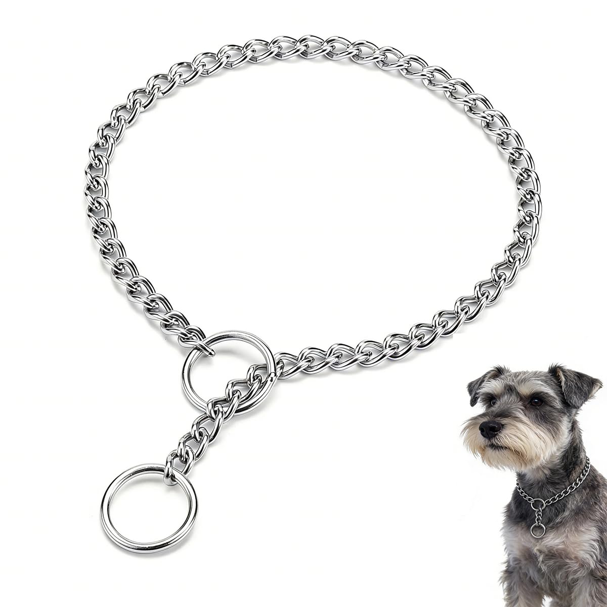 LOS ANDES Dog Chain Collars Strong Choke Chain No Pull Dog Metal Slip Collar Anti Chew Training Collar Stainless Choker Collar for Small Dogs