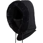 OMUKY Balaclava Hats for Women Cold Weather Thick Fluff Hats Adult Neck Face Cover Cap Ski Mask Neck Warmer