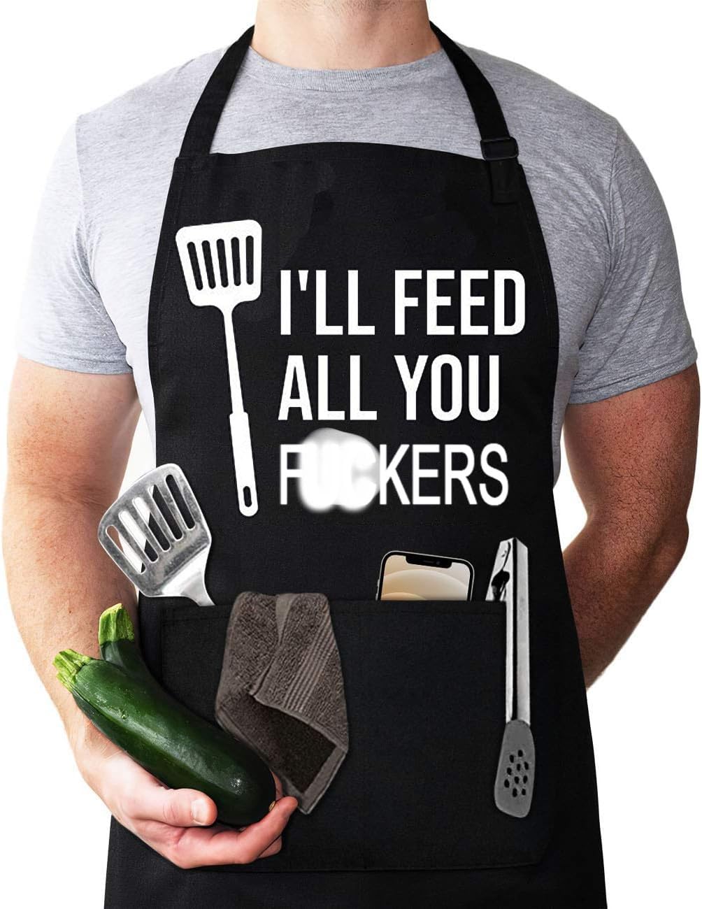 telehybrid Funny Aprons for Men, Funny Dad Gifts for Mens, Grilling Cooking Apron for Father Birthday Gifts, Cool BBQ Apron for Boyfriend, Kitchen Chef Apron