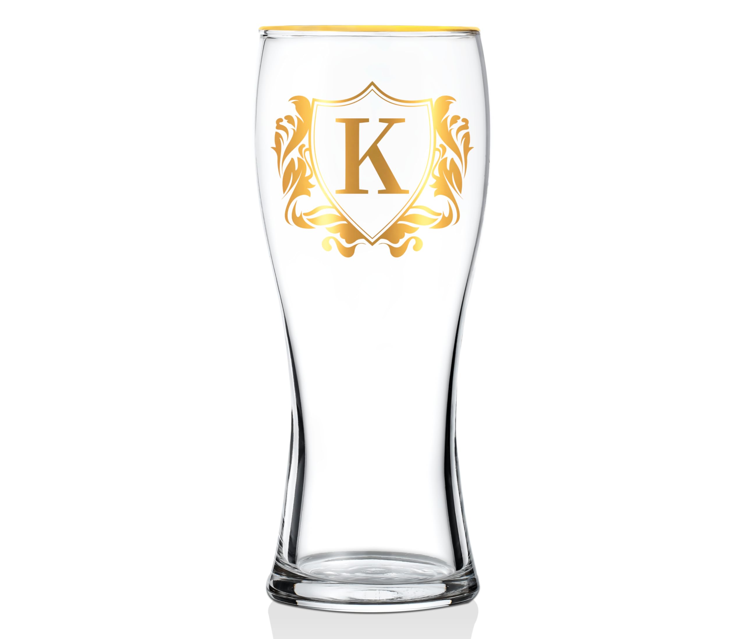 Onebttl Personalised Beer Glass, Custom Alcohol Gifts for Beer Lovers, Unique Birthday, Christmas Gifts for Uncle, Husband, Dad, Boyfriend, with Initial K