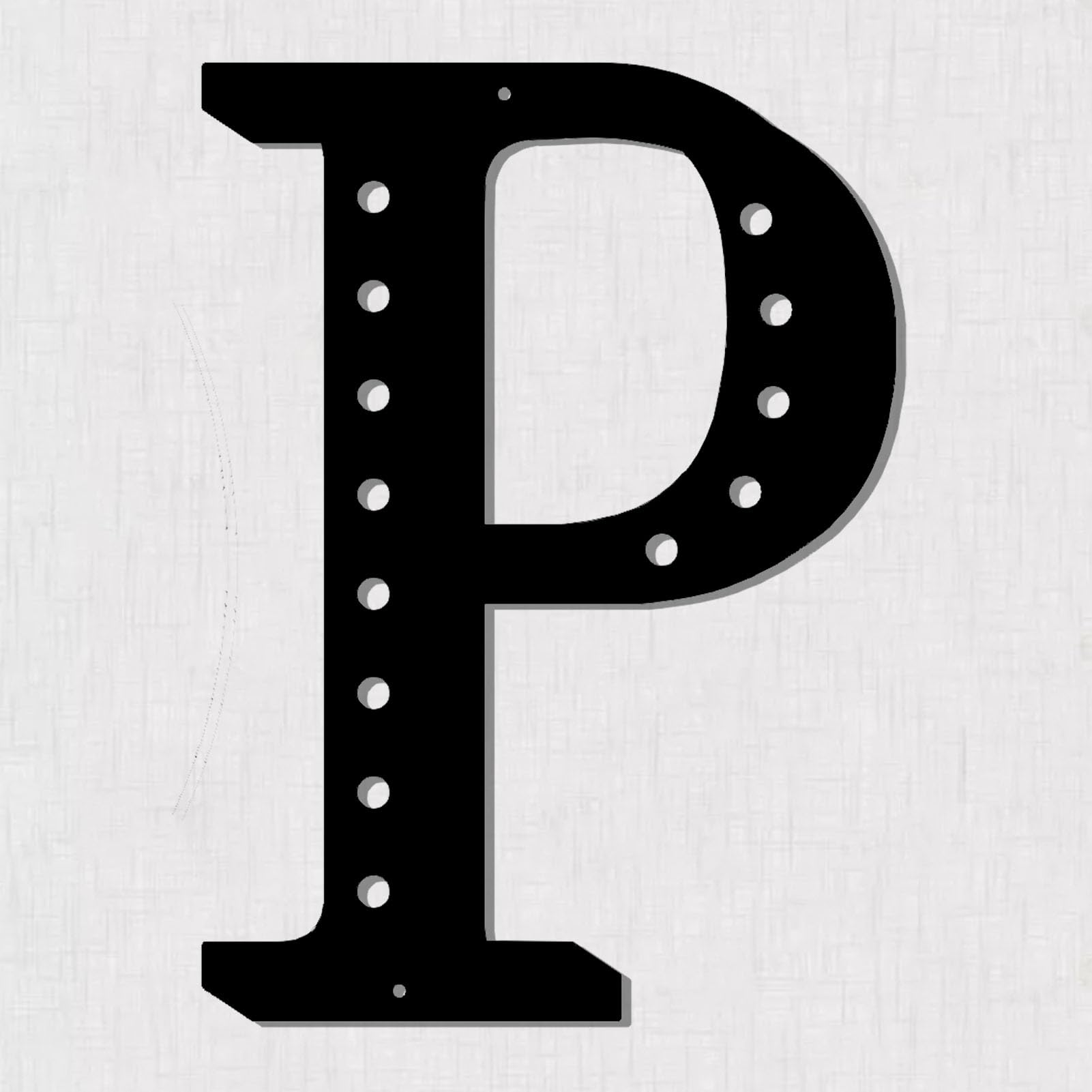Resama 11'' Black Metal Letters for Wall Decor, Visual 3D Large Alphabet, Decorative Farmhouse Hanging Letter Sign for Living Room Bedroom Office Home Party (P)