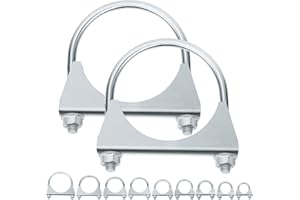 Swpeet 2Pcs Galvanized 3" - 76mm Exhaust U Clamp Kit, Galvanized Muffler U-Bolt Clamps, Universal Heavy Duty U-Bolt Muffler C