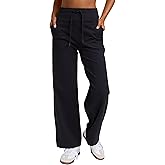 Awwena Women's Wide Leg Yoga Pants 29''/31''/33'' Drawstring Elastic Waistband Mid Rise Casual Lounge Pants with Pockets