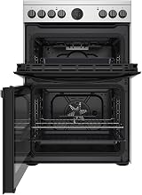 Indesit 60cm Double Oven Electric Cooker Stainless Steel D67V9HCX view 3