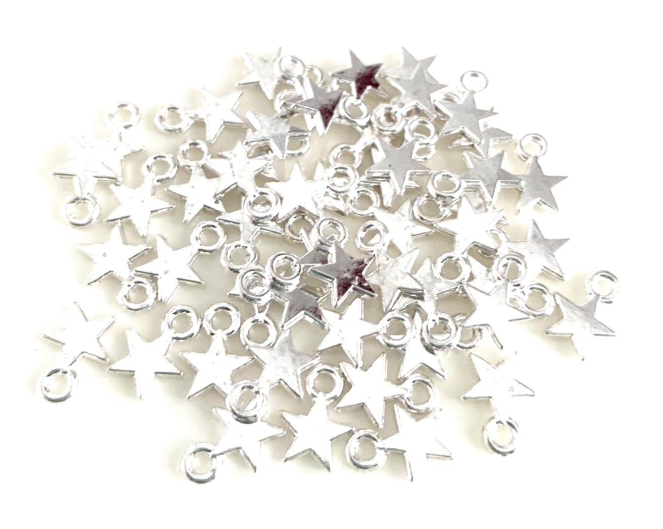 Angel Malone 30pcs. Tibetan STAR Pendant Charm Beads Jewellery Making Findings (Tibetan Silver)