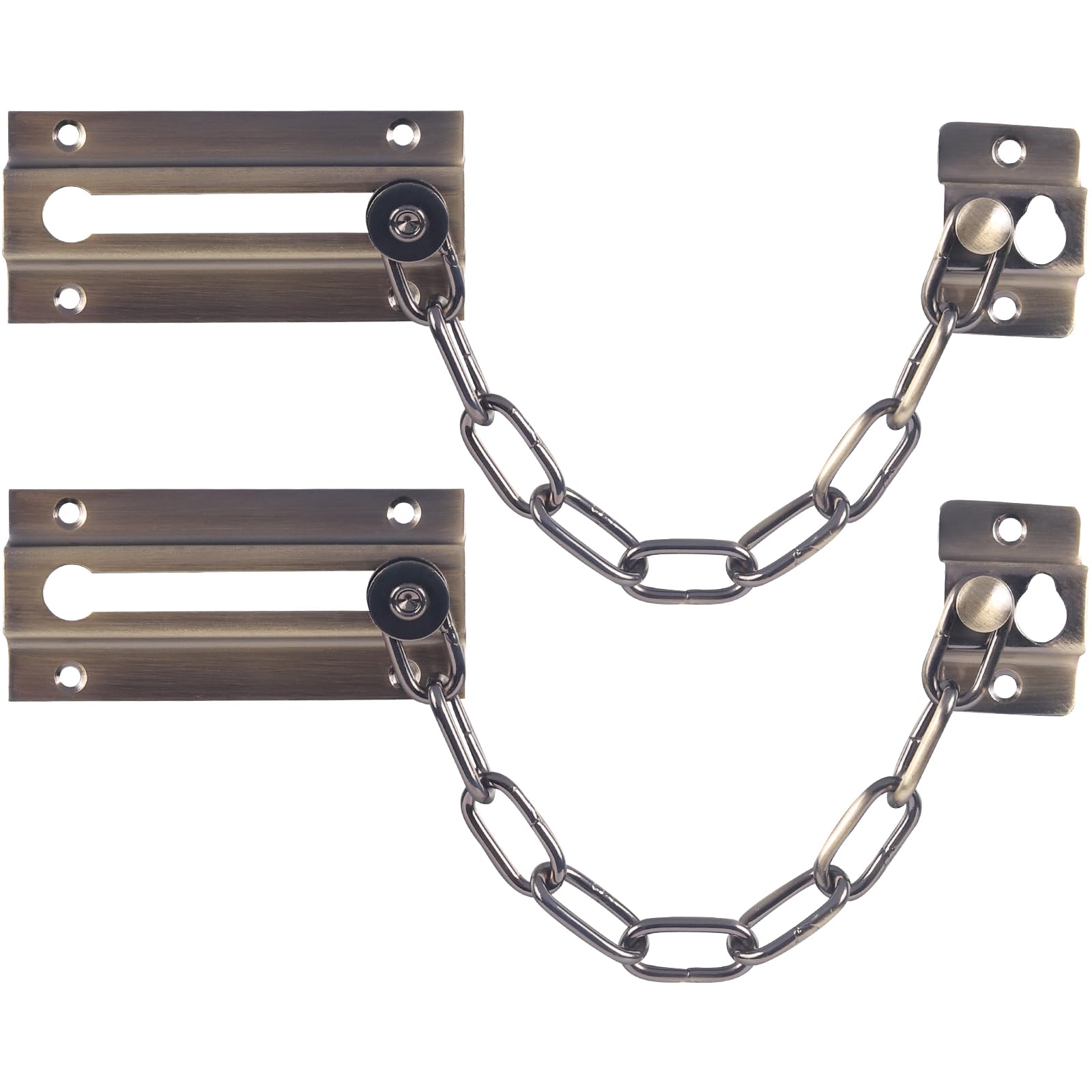 Photo 1 of INBOF 2 Pack Door Chain Lock Bronze Green, Premium Door Chain Lock, Thickened Door Lock Chain with 12 Screws, Stainless Steel Chain Locks for Inside Door