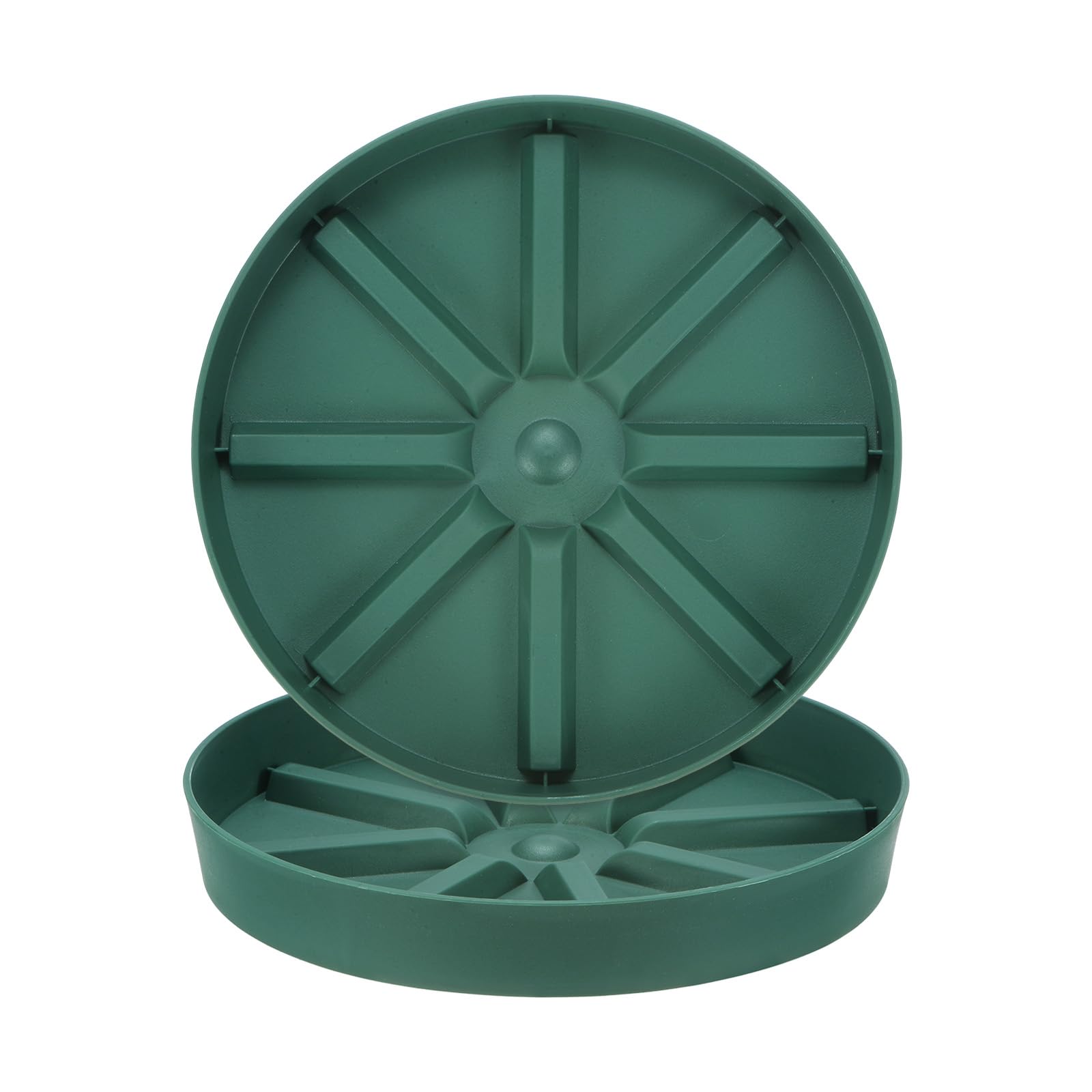 M METERXITY 2-Pack Plant Saucer, 7 Inch Flower Pot Saucers, Thicker Anti-Rot Root Plastic Plant Saucer for Indoor/Outdoor Potted Plant/Plant Water Catcher Tray [Green]