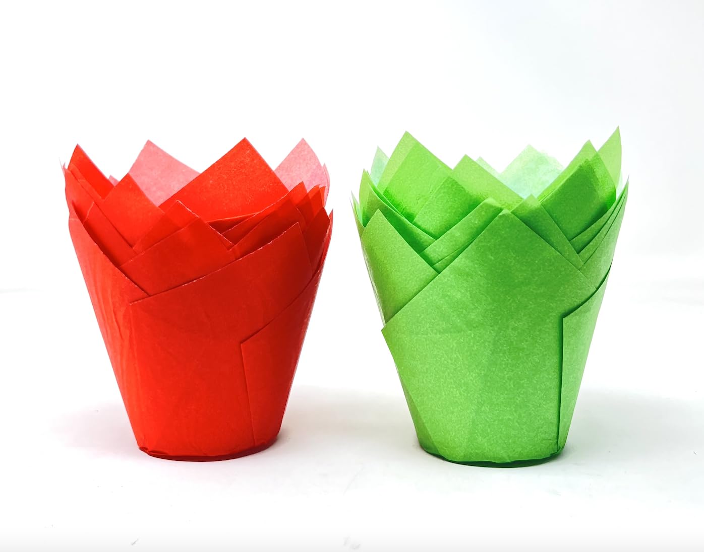 Bakery Direct Tulip Muffin Wraps - Bundle Pack Multi-Colour Cupcake Baking Cake Cases (Red & Green, 100)