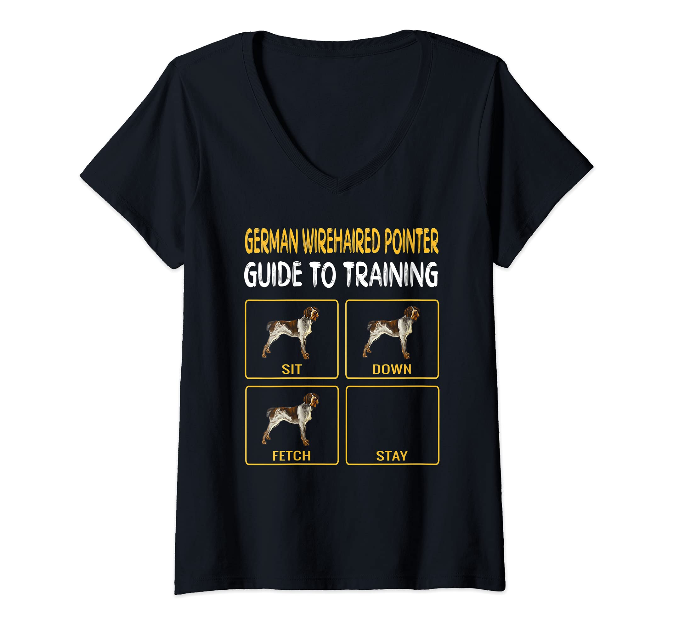 Womens German Wirehaired Pointer Guide To Training Dog Obedience V-Neck T-Shirt