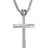 Cross Necklace Men Sports Stainless Steel Baseball Cross Necklaces Boys Gift