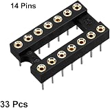 sourcing map 33pcs DIP IC Socket 14 Pin 2.54mm Pitch Dual Row 7.6mm Row Pitch view 3