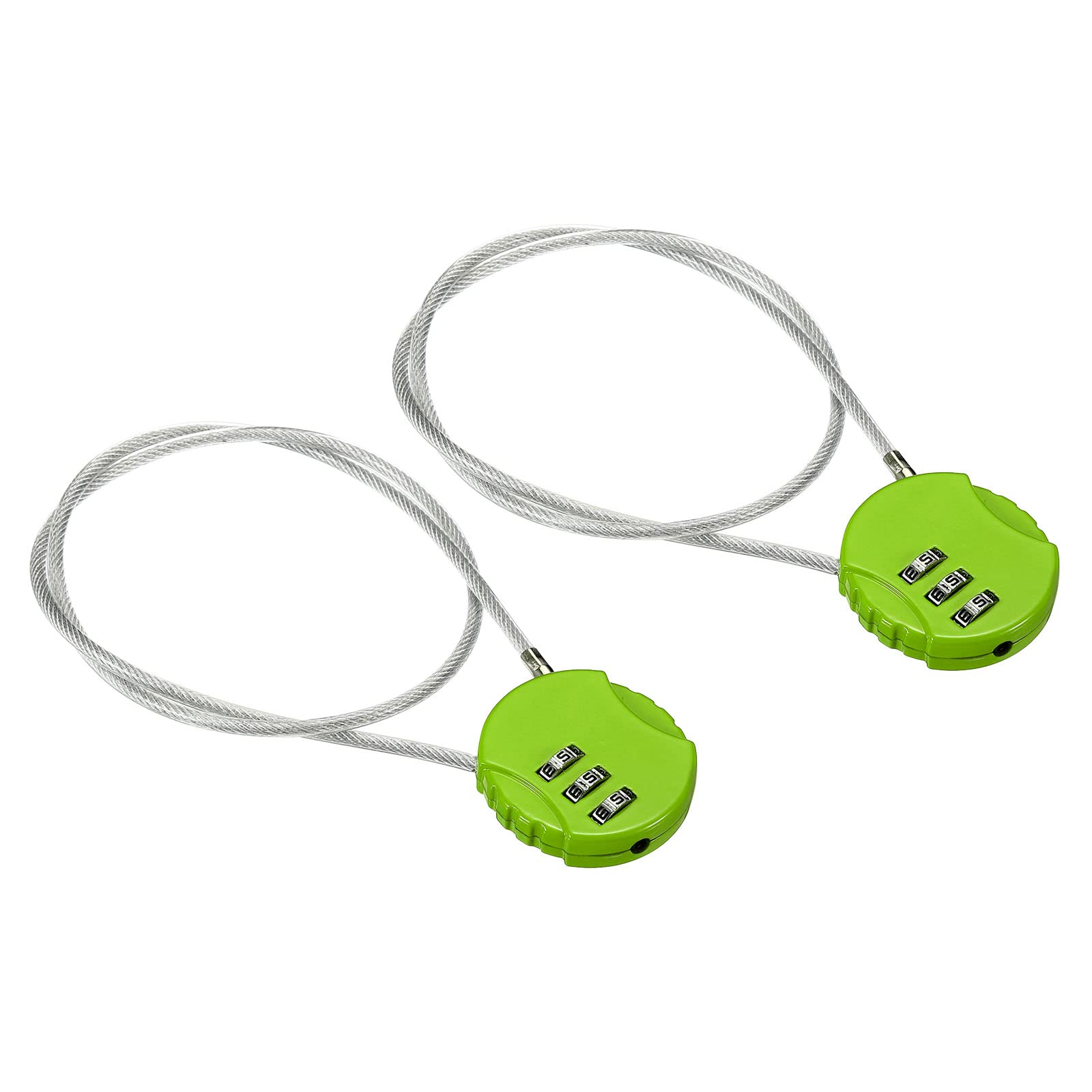 PATIKIL Combination Lock 20 Inch, 2 Pcs 3 Digit Outdoor Waterproof Code Padlock with Wire Rope for Luggage Gym Locker Fence Toolbox Backpack, Green