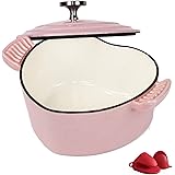 Heart-Shaped Enamel Dutch Oven, Enamel Cast Iron Casserole Dish with Dual Handles And Lid, Professional Enamel Cookware Crock