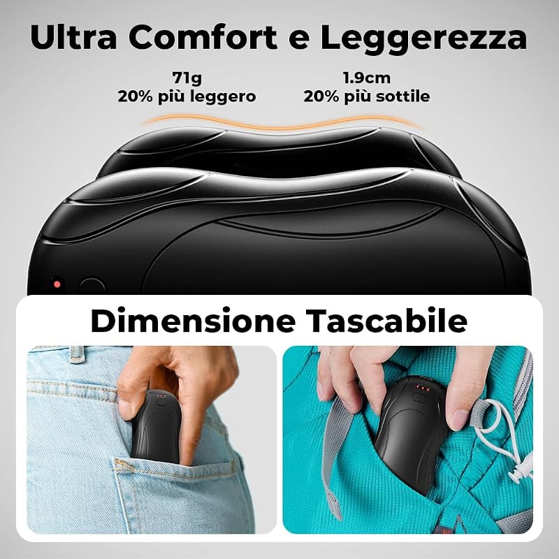 Scaldamani Elettrico 2 Pack, Scaldamani Ricaricabile Portatile 23H, Riscaldamento a 3 Livelli, Scalda Mani Tascabili, Adatto per Esterno, Golf, Campeggio — foto 5 di 8