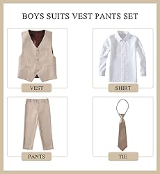 Boy Suits Slim Fit Champagne Suit for Boys Vest