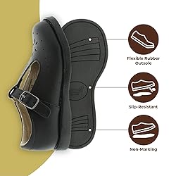 FOOTMATES Sherry Mary Jane Hook and Loop Leather