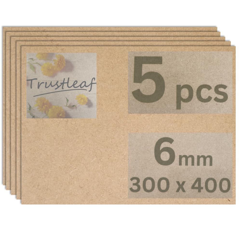 Trustleaf 6MM Sheets of MEDITE Premier MDF 300mm x 400mm, (Approx A3, 12” x 16”). Pack of 5