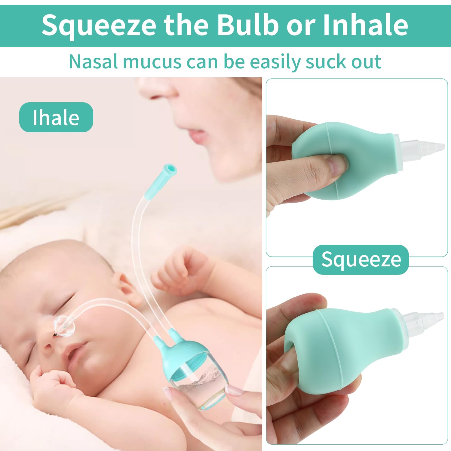 Silicone Nasal Aspirator for Baby - Safe Nose Suction Bulb for Baby to Promote Breathing | Oral Nose Sucker for Toddler