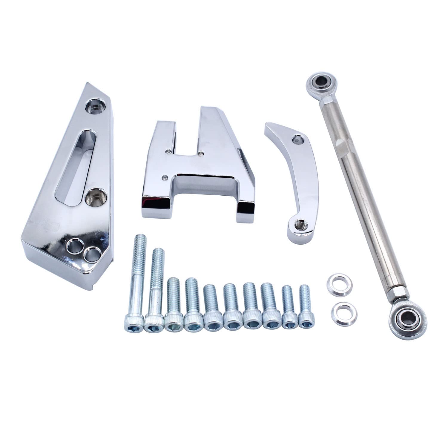 Photo 1 of 1 Set SHLPDFM Alternator Bracket Kit Polished Aluminum Fits for Chevy SBC 350 Short Water Pump