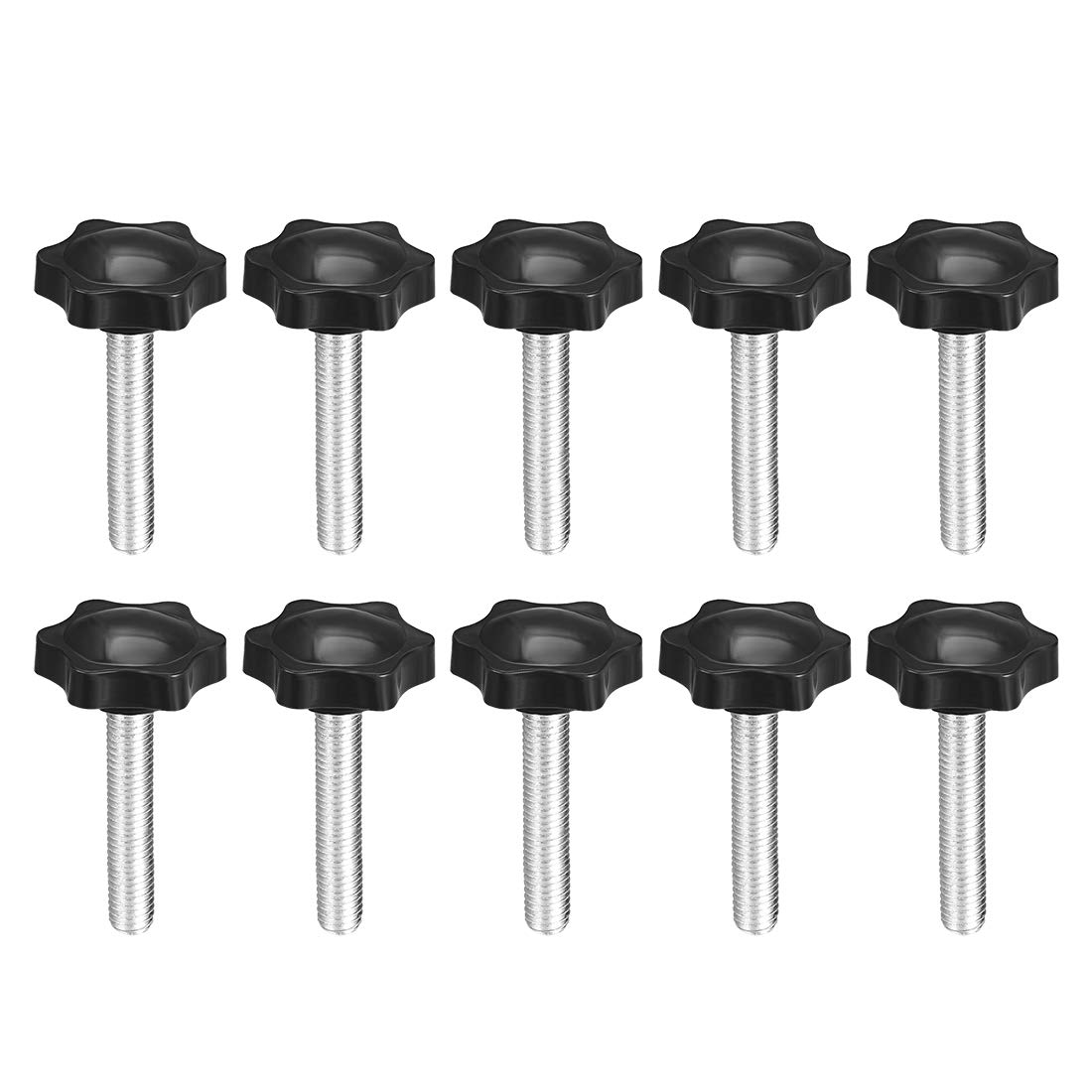uxcell Clamping Screw Knob, 31mm Dia Plum Hex Shaped Grips Star Knob M8 x 50mm Male Thread, 10pcs