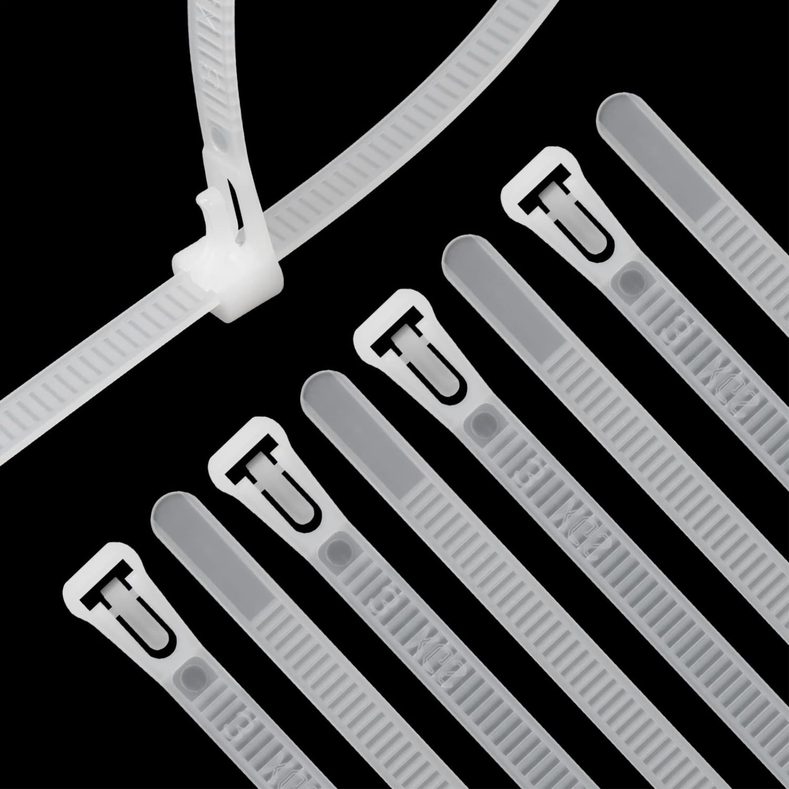 Donboly 100 Pack Reusable Cable Ties Black Heavy Duty Strong Nylon Large Zip Ties Releasable Plastic Thick Tie Wraps (White, 5 * 200mm)