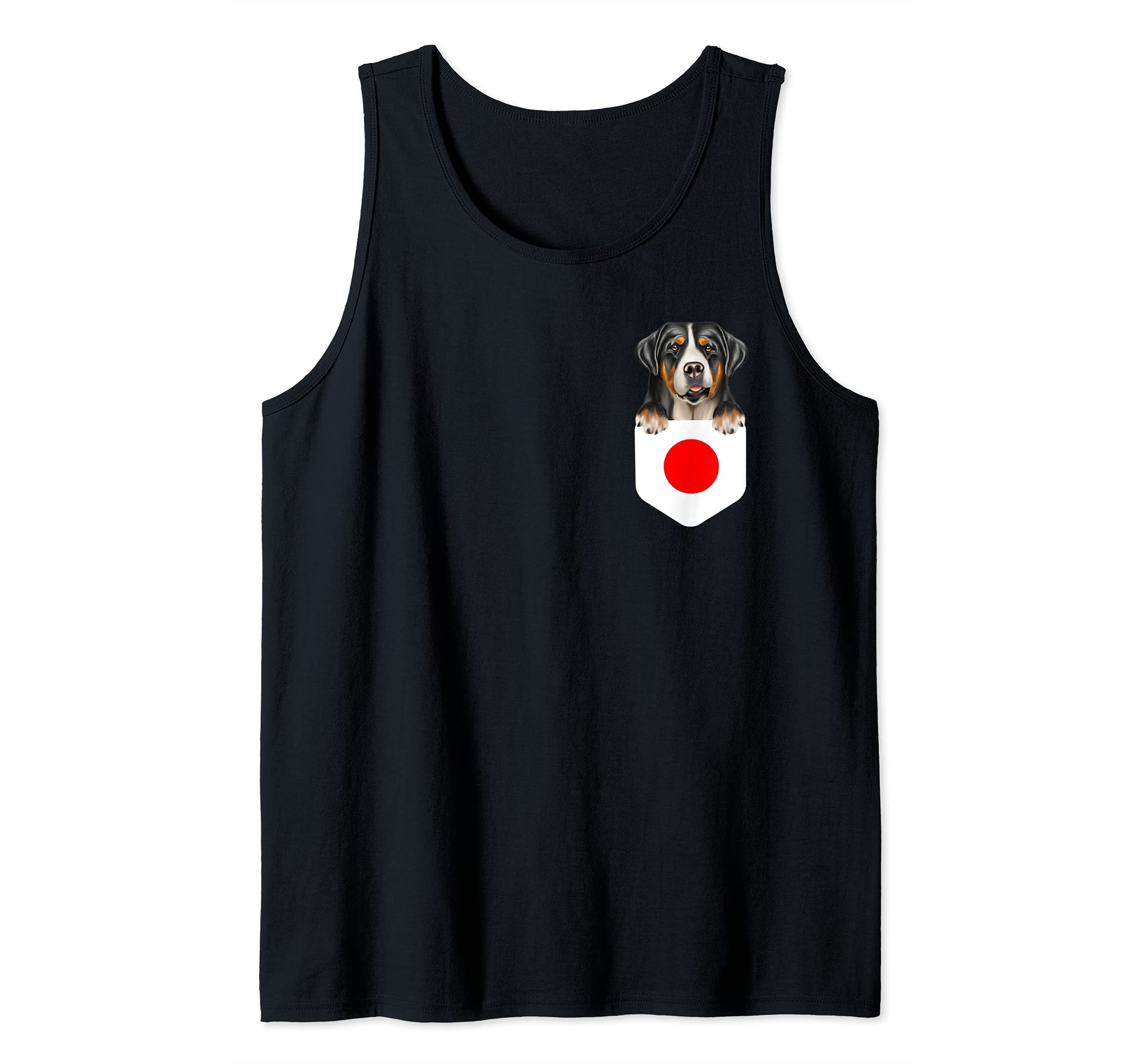 Japan Flag Greater Swiss Mountain Dog Dog In Pocket Tank Top