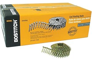 BOSTITCH CR3DGAL 1-1/4-Inch Smooth Shank 15 Inch Coil Roofing Nails, 7,200-Quantity