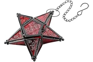 Moroccan Star Lantern Hanging Ornaments, Star Shaped Glass Tea Lights Candle Holder Decoravtive Lantern, Colorful Window Hang