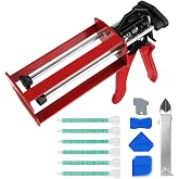 200ml Dual Cartridge Epoxy Gun 1:1 &amp; 2:1 Cartridge Bonding Red | All Metal Heavy Duty Caulking Gun for Panel Bonding Adhesive | Structural Adhesive | Auto Body Repair &amp; Construction