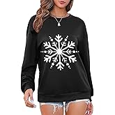 CYJAGNY Christmas Sweatshirt Womens Crewneck Long Sleeve Snowflake Sweatshirt Fall Winter Tops Blouse