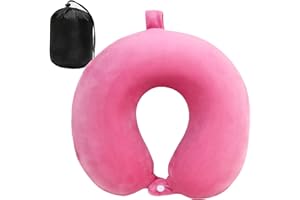DUANY STORE Neck Pillow for Traveling, Upgraded Travel Neck Pillow for Airplane 100% Pure Memory Foam Travel Pillow for Flight Headrest Sleep, Portable Plane Accessories (Burgundy)