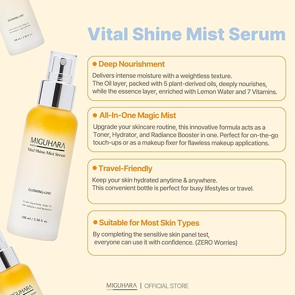 MIGUHARA VITAL SHINE MIST SERUM | KOREAN SKINCARE HYDRATING MIST (100ML/3.38 FL. OZ.)