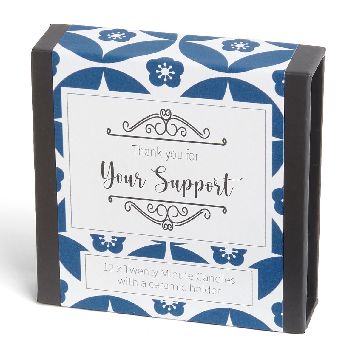 Thank You for Your Support Candles (wrap). 12 x Twenty Minute Candles with a Ceramic Holder for Relaxation, Meditation, Mindfulness and Well-Being
