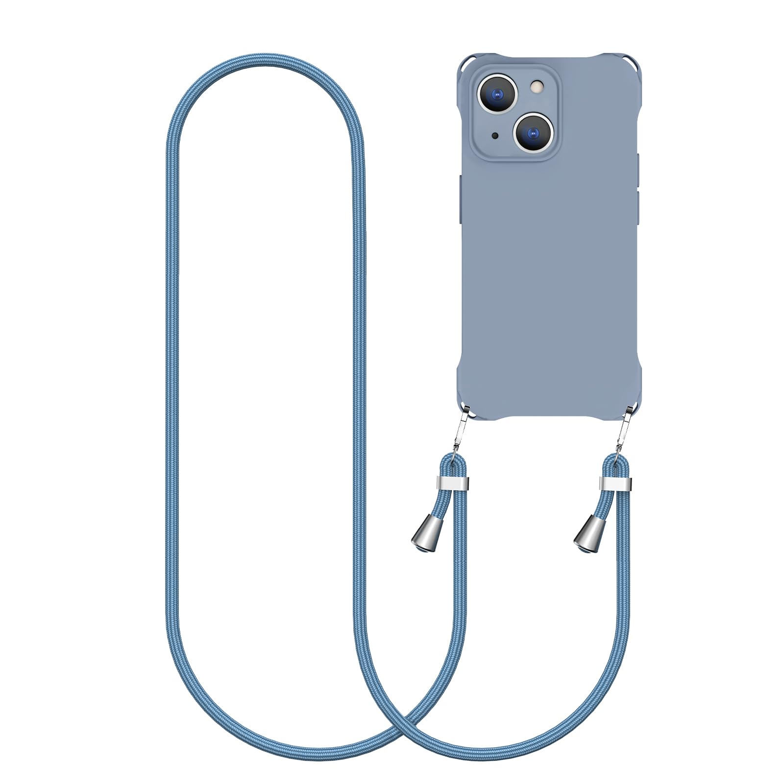 CAROKI Crossbody iPhone 13 Case, Lanyard Protective Liquid Silicone Case with Adjustable Length Detachable Lanyard Rope Shockproof Hands-Free Phone Cover for iPhone 13 6.1"-Dark Blue