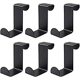 Hordion 6 Pcs Over The Door Hooks Z-Shaped Hanging Hooks, Dual Head Cabinet Towel Hooks Stainless Steel Door Hangers Hooks for Kitchen Bathroom Bedroom, Black